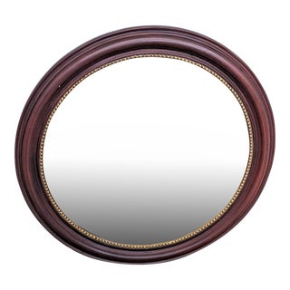 Round Wall Mirror With Classic Wooden Frame For Sale