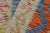 Blue Shabby Chic Turkish Kilim Rust Blue Hand-Woven Wool Rug For Sale - Image 8 of 9