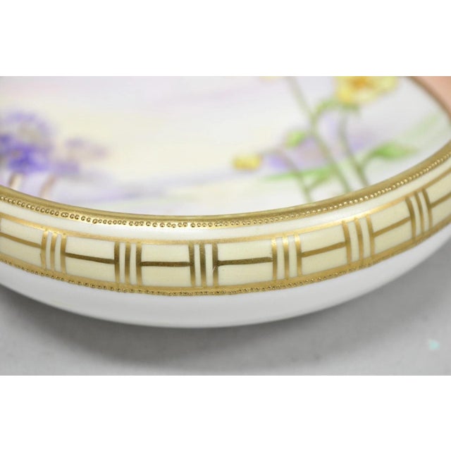Antique Nippon Morimora Hand Painted Flowers & Ducks Coral Porcelain Bowl (B) For Sale - Image 12 of 17