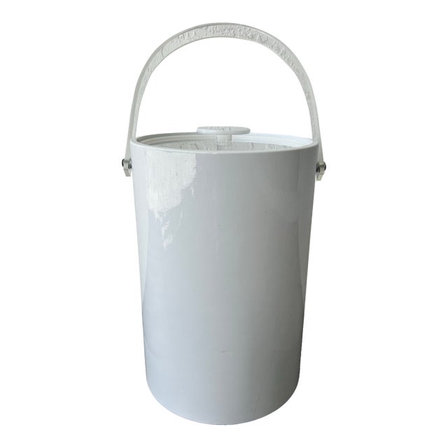 Vintage Morgan Designs "Bucket Brigade" White & Lucite Ice Bucket-Party Size 11.5" For Sale