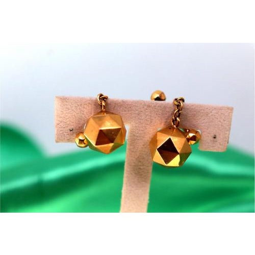 Gold Gold Cufflinks in the Shape of Multifaceted Balls, Set of 2 For Sale - Image 8 of 9