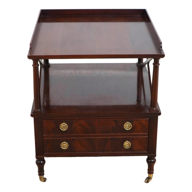Baker Mahogany 1 Drawer Library End Table For Sale