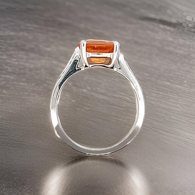 Traditional Natural Orange Sapphire Diamond Ring 6.75 14k W Gold 2.6 TCW Certified For Sale - Image 3 of 18