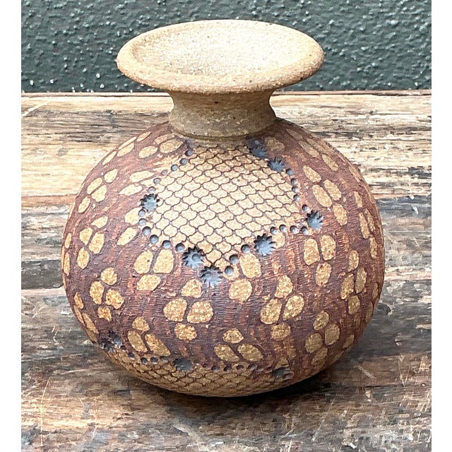 Vintage Original Studio Pottery Snakeskin Vase For Sale - Image 11 of 12