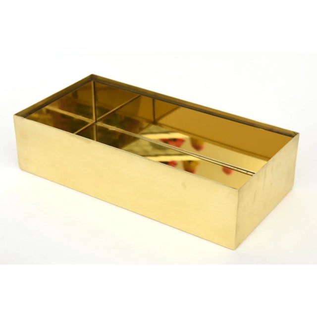 Brass Vintage Rare Casa Bella Monumental Brass, Mirrored and Thick Lucite Two Part Box Italy For Sale - Image 8 of 12