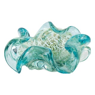 Vintage Turquoise Glass Bowl attributed to Barovier and Toso, 1950s For Sale