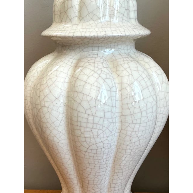 Vintage Crackle Glaze Ceramic Table Lamps - Pair For Sale - Image 10 of 12