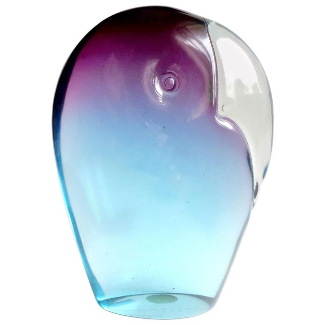 Mid 20th Century Murano Salviati Signed Luciano Gaspari Vintage Sommerso Italian Art Glass Toucan Parrot Bird Sculpture For Sale - Image 5 of 5