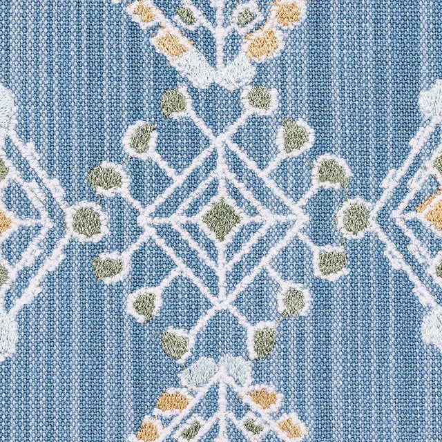 Schumacher Sample - Schumacher Kalindi Embroidery Fabric in Denim For Sale - Image 4 of 5