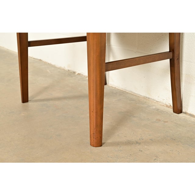 Brown Art Deco Carved Walnut Vanity Stool | Circa 1920s For Sale - Image 8 of 11