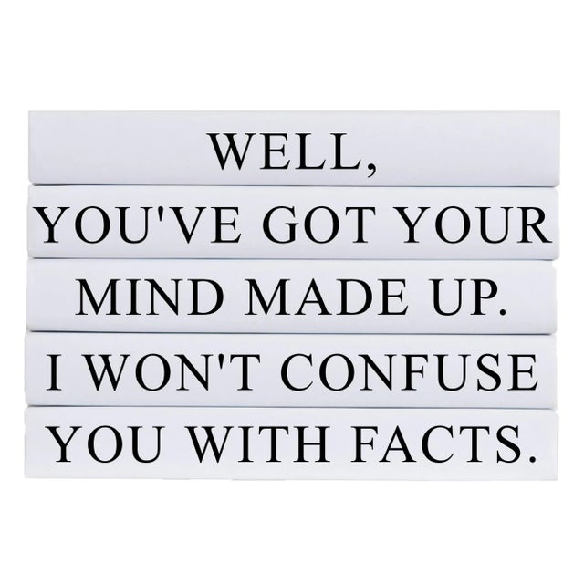 Transitional Decorative Books - Quote Book Stack - "Confuse You With Facts" For Sale - Image 3 of 3
