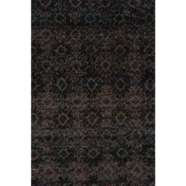 Textile Rug & Kilim’s Contemporary Rug in Black, Blue and Purple Geometric Patterns For Sale - Image 7 of 7
