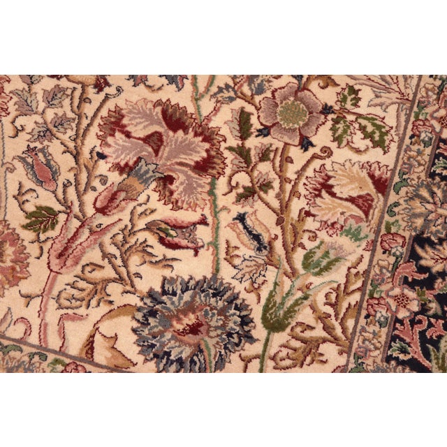 Shabby Chic Floral 1990's Pak-Persian Ivory/Blue Wool Rug - 6'1'' X 9'1'' For Sale In New York - Image 6 of 9