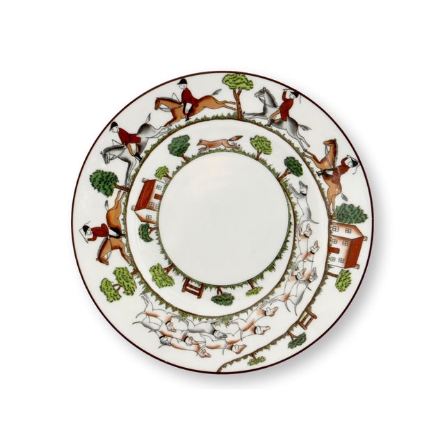 English Early 20th Century Crown Staffordshire Hunting Dinner Plates, Set of 5 For Sale - Image 3 of 3