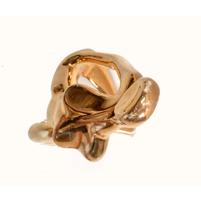 1986 Bohemian Jaru Cubist Nude Ceramic Woman Sculpture Distressed Gold Finish For Sale - Image 11 of 14