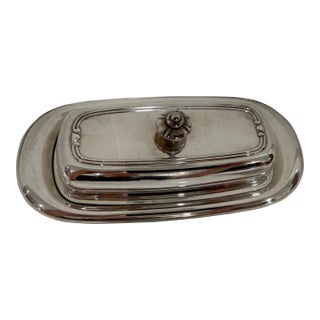 Antique Silver Plate Butter Dish With Glass Insert - From England For Sale