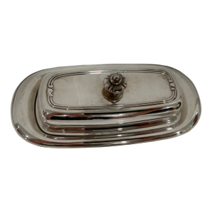 Antique Silver Plate Butter Dish With Glass Insert - From England