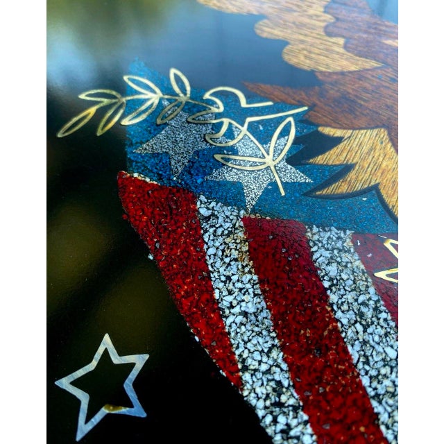 The Couroc Company Vintage Couroc of Monterey Patriotic Eagle & Shield Inlaid Serving Tray For Sale - Image 4 of 9