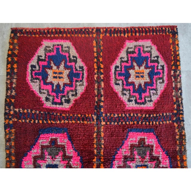 Textile Vintage Hand Knotted Turkish Rug. Design Small Area Rug - 3′10″ X 6′3″ For Sale - Image 7 of 12