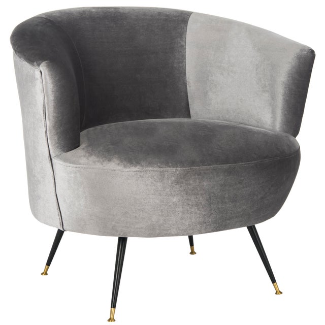 Modern Velvet Retro Mid Century Accent Chair in Grey For Sale - Image 3 of 10