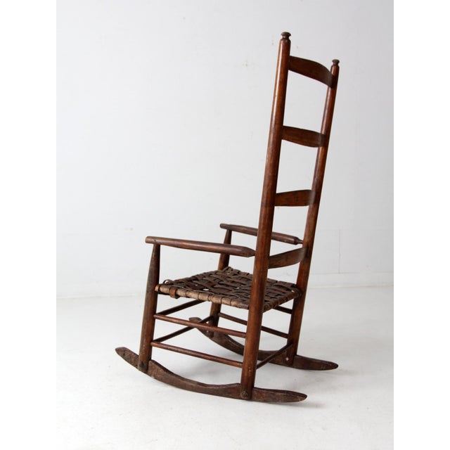 Antique Splint Weave Seat Rocking Chair For Sale - Image 10 of 12