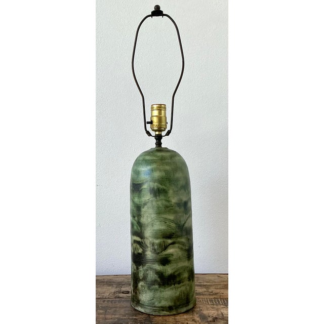 Mid-Century Modern Vintage Hand Painted Ceramic Lamp For Sale - Image 3 of 12