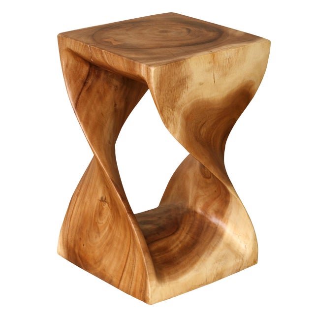 Acacia Wood Twist Stool Chairish