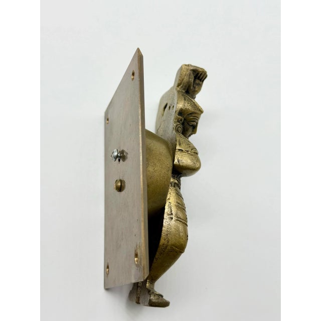 2010s Vintage Indian Brass Dancing Woman Door Handles (Pair) For Sale - Image 5 of 12