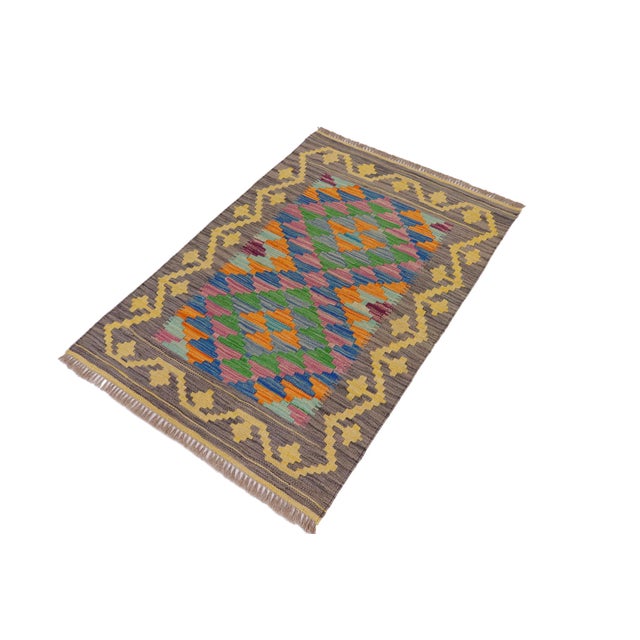 Contemporary Rustic Turkish Hand-Woven Kilim Rug - 2'5'' X 3'1'' For Sale - Image 3 of 9