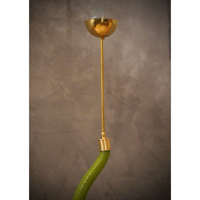 Metal Green Murano Glass and Brass Pendant, 1960 For Sale - Image 7 of 12