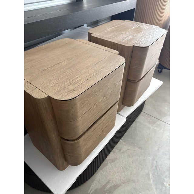 Restoration Hardware Rh Brioni Closed Nightstands (Pair) – Rustic Greige Oak | Pietro Franceschini Design - Restoration Hardware For Sale - Image 4 of 5