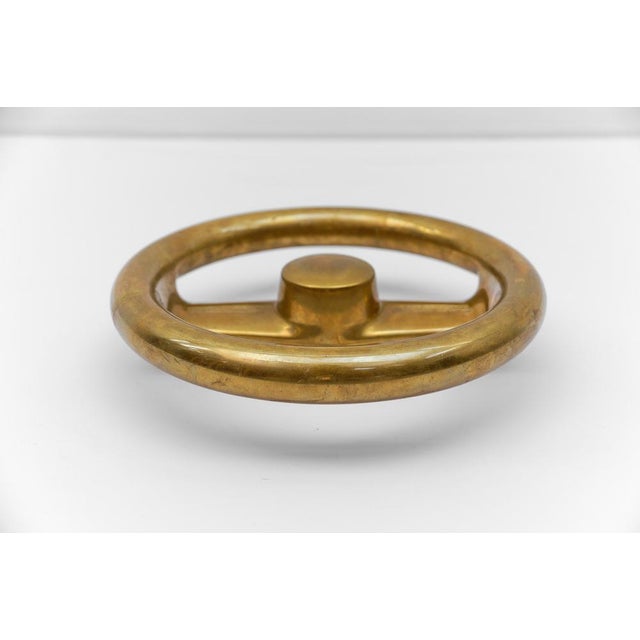 Mid-Century Modern Round Brass Safe Handle, Germany, 1950s For Sale - Image 4 of 11