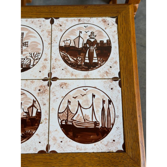 1960s Oak Nesting Tables Set of 3 Ceramic Tile Top Accent End Side Tables Vintage 1970s For Sale - Image 5 of 9