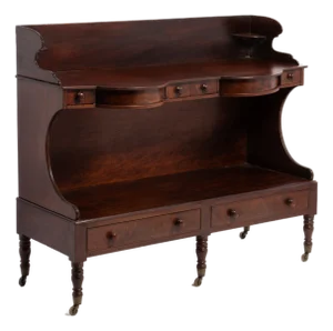 Antique Massachusetts Sheraton Double Washstand 6 Drawers Straight Gallery Server