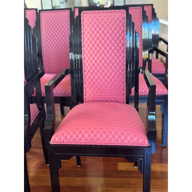 Set of Eight Vintage Art Deco Black Lacquer Dining Chairs, Circa 1930s–1940s For Sale - Image 9 of 16