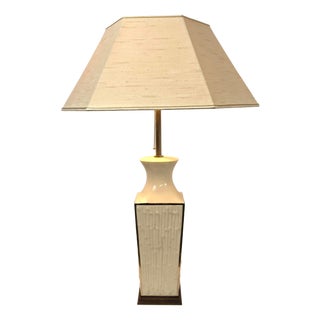 Vintage Italian Porcelain Table Light in Bamboo by Agostinelli Bassano for Bassanos Ebanistery, 1970s For Sale