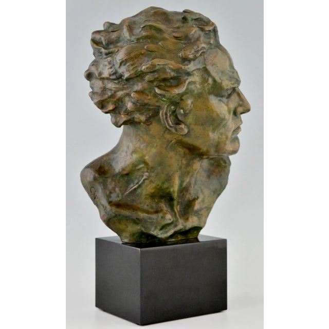 Ugo Cipriani, Art Deco Male Bust, 1930, Bronze on Marble Base For Sale - Image 3 of 9