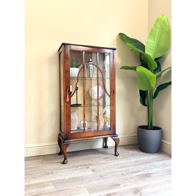 Art Deco Style Glass and Wooden Display Cocktail Cabinet, 1950s For Sale - Image 3 of 12