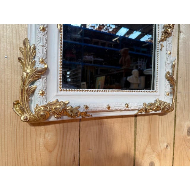 Napoleon III White Relief and Gold Leaf Mirror For Sale - Image 5 of 7