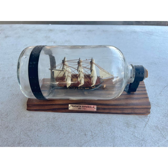 Mid-Century Modern Vintage Ship in a Bottle For Sale - Image 3 of 8