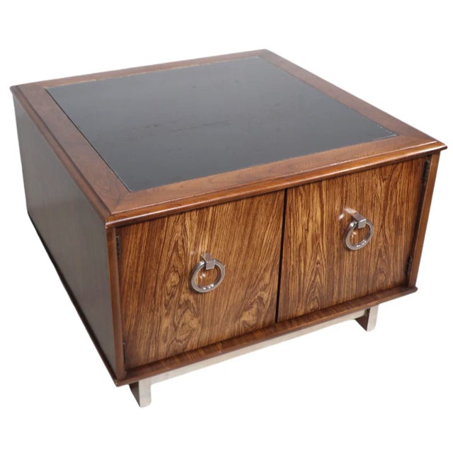 1970's End, Side Table With Glass Top After Baughman For Sale In New York - Image 6 of 12