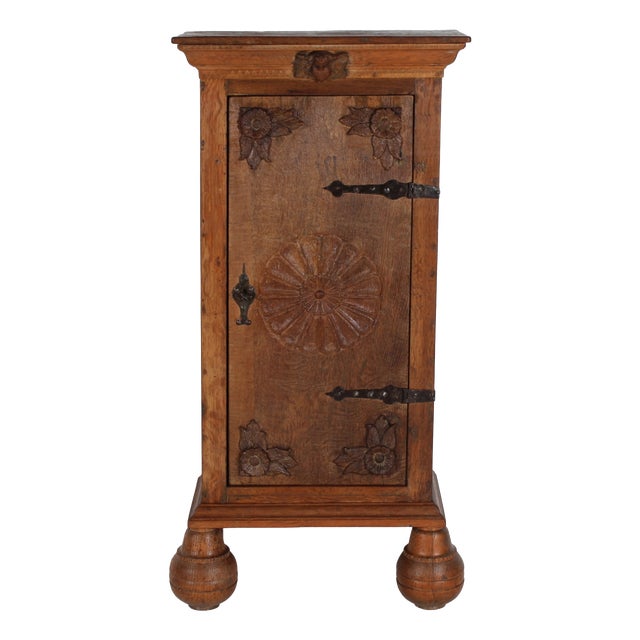 Antique Baroque Oak Cabinet, Denmark, 1800s For Sale