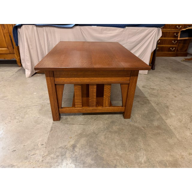 Late 19th Century American Mission Quarter-Sawn Oak Coffee Table With Two Drawers and Lower Shelf, Circa 1890–1910 For Sale - Image 5 of 17