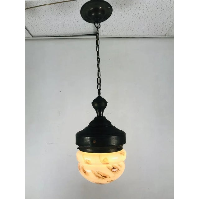 Antique Marble Glass Ceiling Lamp, 1920s For Sale - Image 14 of 17