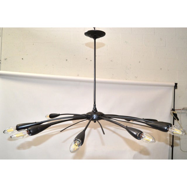 Stilnovo Stilnovo Italian 12 Shade Chandelier Bronze Finish Mid-Century Modern 1960 For Sale - Image 4 of 13