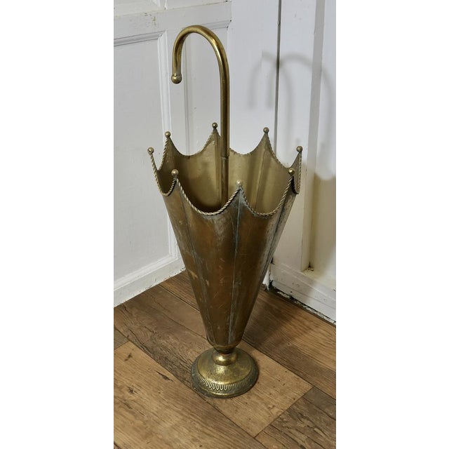 Metal Brass Umbrella-Shaped Umbrella Stand, 1920s For Sale - Image 7 of 7