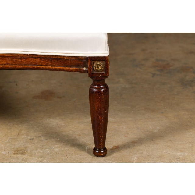 French Turn of the Century Ottoman with Giltwood Rosettes and Upholstery, 1900s For Sale - Image 4 of 12