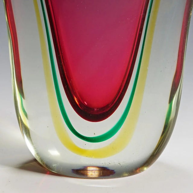 Midcentury Murano Sommerso Art Glass Vase by c.o.v.e.m 1960s For Sale - Image 6 of 8