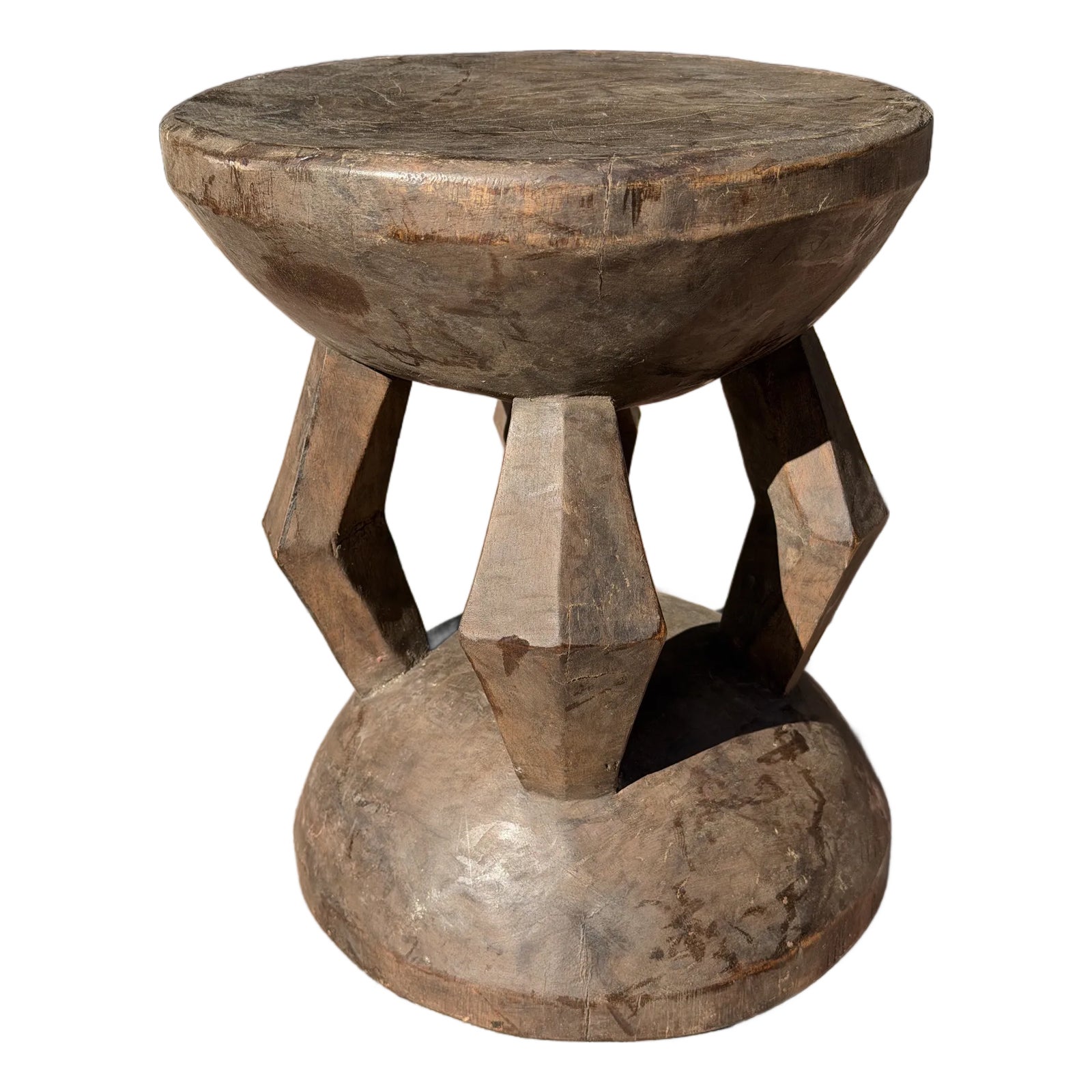 Vintage African Tonga Stool Hand Carved Wooden Table for Decor | Chairish