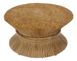 Round Wheat Bamboo Sheaf Base Coffee Table Mid-Century Modern McGuire
